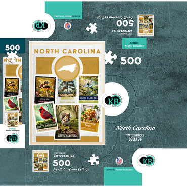 Collage: North Carolina State Symbols 500 Jigsaw Puzzle box 3D Modell