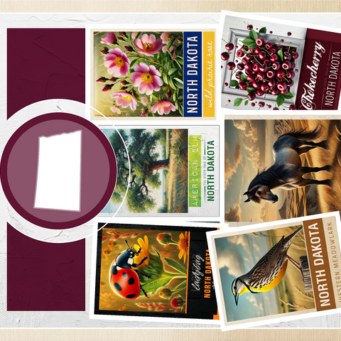 Collage: North Dakota State Symbols 1000 Jigsaw Puzzle 3D Modell