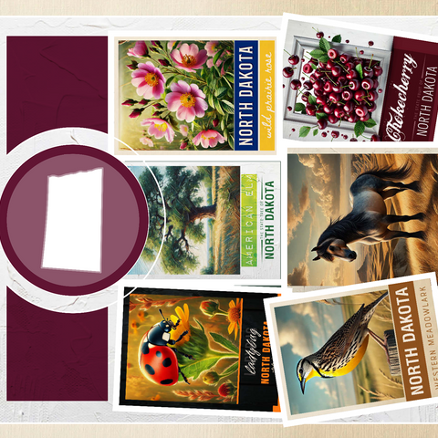 Collage: North Dakota State Symbols 500 Jigsaw Puzzle 3D Modell