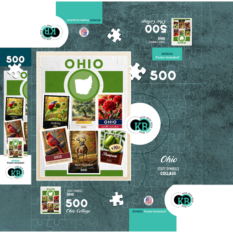 Collage: Ohio State Symbols 500 Jigsaw Puzzle box 3D Modell
