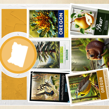 Collage: Oregon State Symbols 500 Jigsaw Puzzle 3D Modell