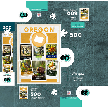 Collage: Oregon State Symbols 500 Jigsaw Puzzle box 3D Modell