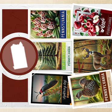 Collage: Pennsylvania State Symbols 1000 Jigsaw Puzzle 3D Modell