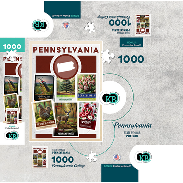 Collage: Pennsylvania State Symbols 1000 Jigsaw Puzzle box 3D Modell