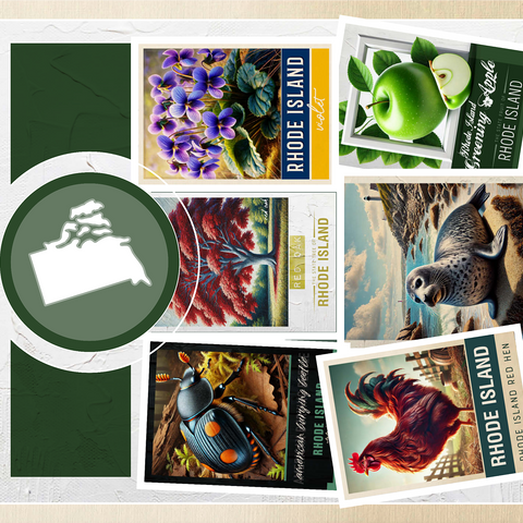 Collage: Rhode Island State Symbols 1000 Jigsaw Puzzle 3D Modell