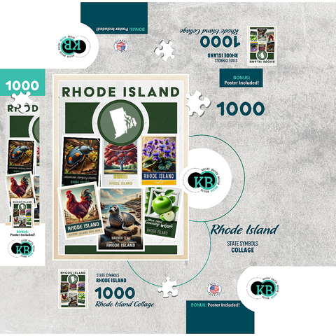 Collage: Rhode Island State Symbols 1000 Jigsaw Puzzle box 3D Modell
