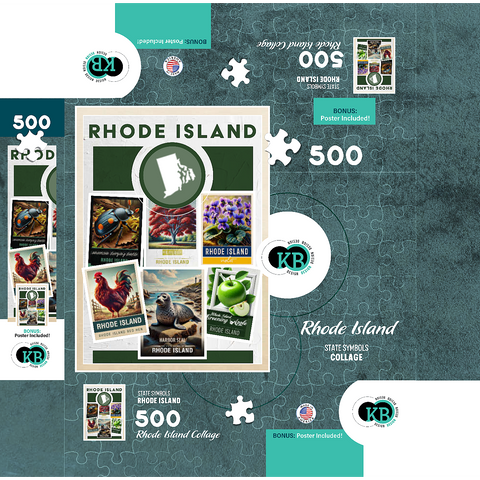 Collage: Rhode Island State Symbols 500 Jigsaw Puzzle box 3D Modell