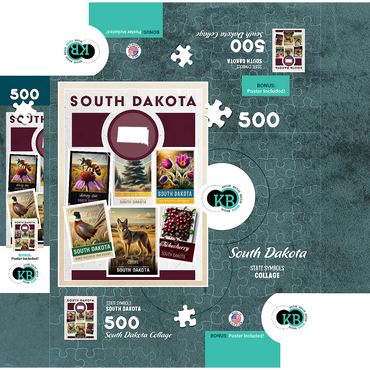Collage: South Dakota State Symbols 500 Jigsaw Puzzle box 3D Modell