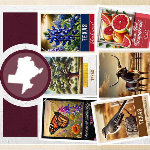 Collage: Texas State Symbols 1000 Jigsaw Puzzle 3D Modell