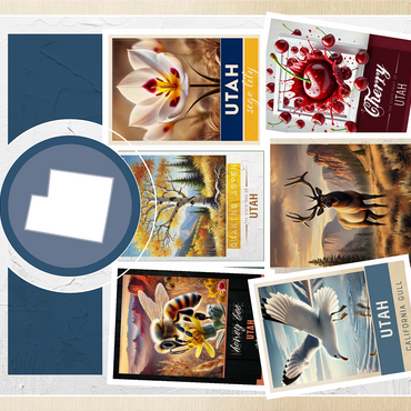 Collage: Utah State Symbols 1000 Jigsaw Puzzle 3D Modell
