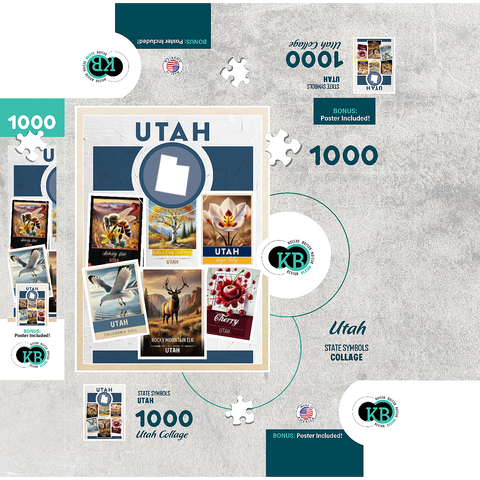 Collage: Utah State Symbols 1000 Jigsaw Puzzle box 3D Modell