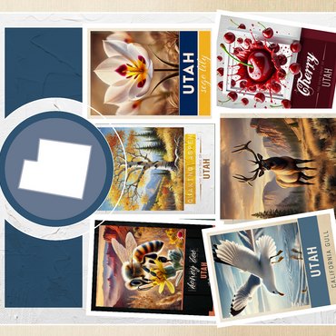 Collage: Utah State Symbols 500 Jigsaw Puzzle 3D Modell