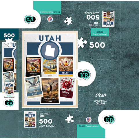 Collage: Utah State Symbols 500 Jigsaw Puzzle box 3D Modell