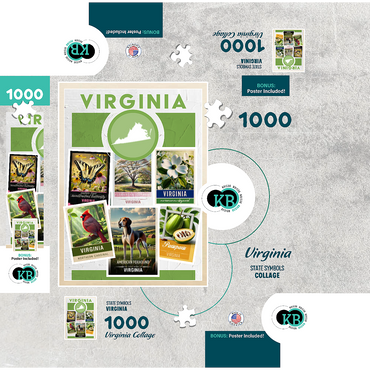 Collage: Virginia State Symbols 1000 Jigsaw Puzzle box 3D Modell