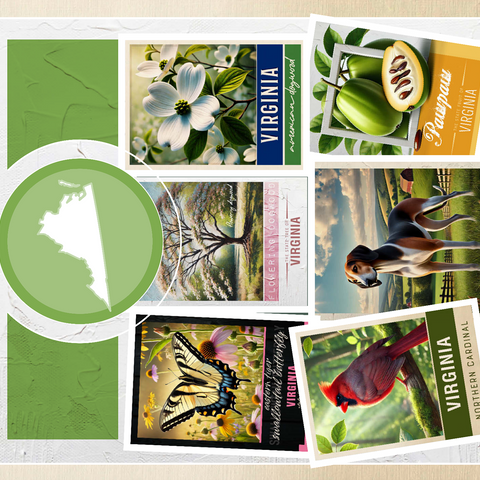 Collage: Virginia State Symbols 500 Jigsaw Puzzle 3D Modell