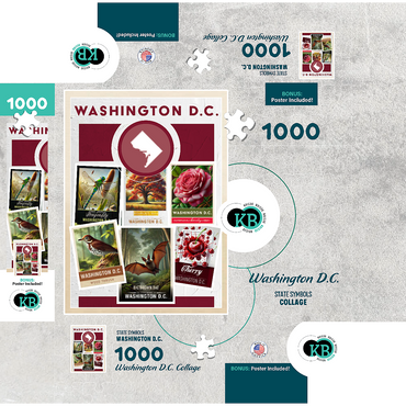 Collage: Washington D.C. State Symbols 1000 Jigsaw Puzzle box 3D Modell