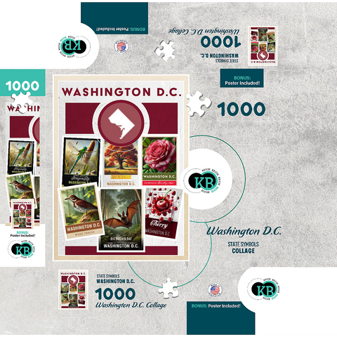 Collage: Washington D.C. State Symbols 1000 Jigsaw Puzzle box 3D Modell