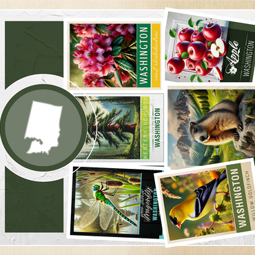 Collage: Washington State Symbols 1000 Jigsaw Puzzle 3D Modell