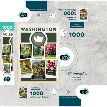 Collage: Washington State Symbols 1000 Jigsaw Puzzle box 3D Modell