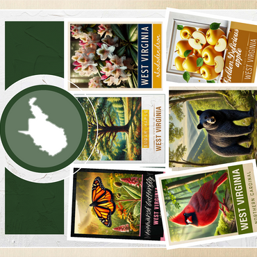 Collage: West Virginia State Symbols 1000 Jigsaw Puzzle 3D Modell