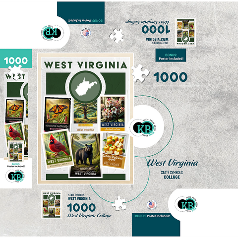 Collage: West Virginia State Symbols 1000 Jigsaw Puzzle box 3D Modell
