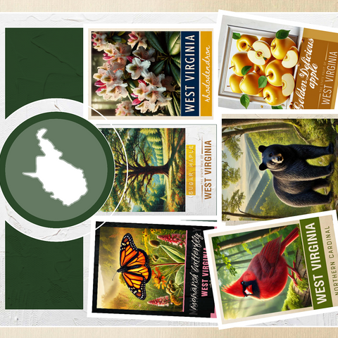 Collage: West Virginia State Symbols 500 Jigsaw Puzzle 3D Modell