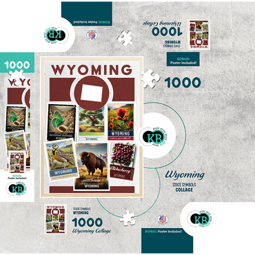 Collage: Wyoming State Symbols 1000 Jigsaw Puzzle box 3D Modell