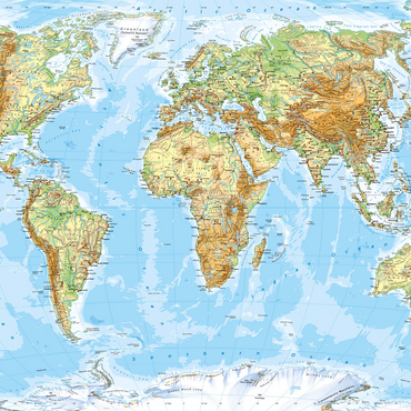 Physical World Map Global Geography 1000 Jigsaw Puzzle 3D Modell