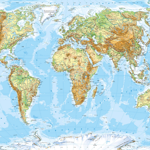 Physical World Map Global Geography 1000 Jigsaw Puzzle 3D Modell