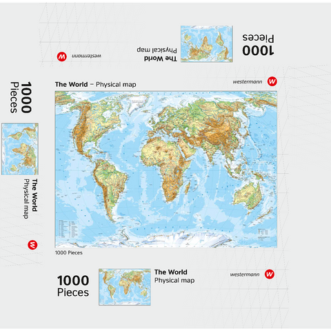 Physical World Map Global Geography 1000 Jigsaw Puzzle box 3D Modell