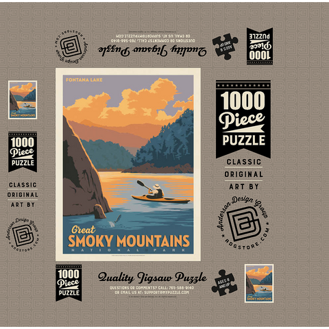 Great Smoky Mountains National Park: Fontana Lake 1000 Jigsaw Puzzle box 3D Modell