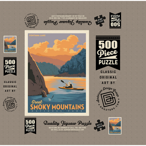 Great Smoky Mountains National Park: Fontana Lake 500 Jigsaw Puzzle box 3D Modell