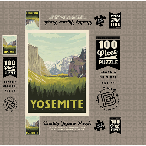 Yosemite National Park: Valley View with El Capitan and Bridalveil Fall 100 Jigsaw Puzzle box 3D Modell