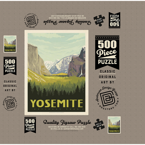 Yosemite National Park: Valley View with El Capitan and Bridalveil Fall 500 Jigsaw Puzzle box 3D Modell