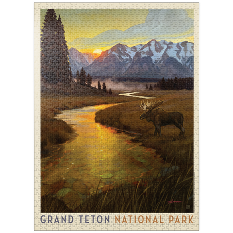 puzzleplate Grand Teton National Park: Lone Moose 1000 Jigsaw Puzzle