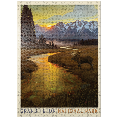 puzzleplate Grand Teton National Park: Lone Moose 500 Jigsaw Puzzle