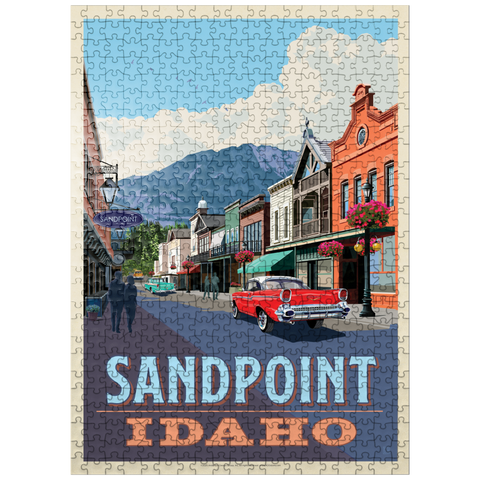 puzzleplate Sandpoint, Idaho: Downtown Street and Mountains 500 Jigsaw Puzzle