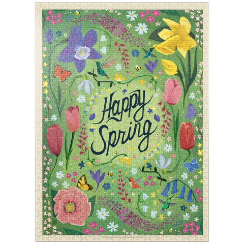 puzzleplate Happy Spring Floral Garden Hummingbirds 1000 Jigsaw Puzzle