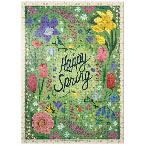 puzzleplate Happy Spring Floral Garden Hummingbirds 500 Jigsaw Puzzle