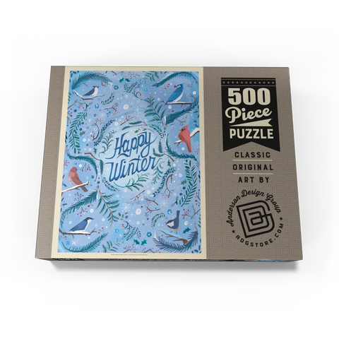 Happy Winter Songbirds Holiday Design 500 Jigsaw Puzzle box view3