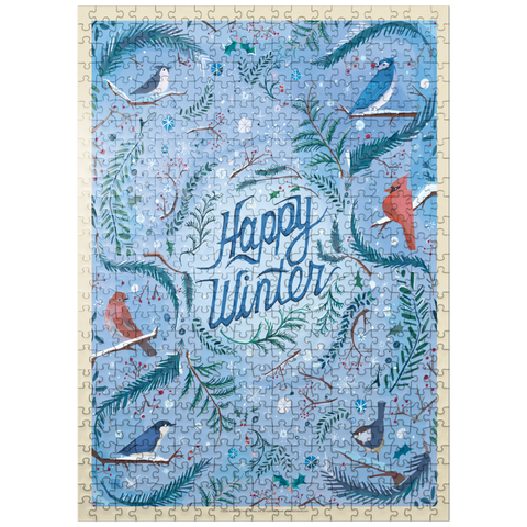 puzzleplate Happy Winter Songbirds Holiday Design 500 Jigsaw Puzzle