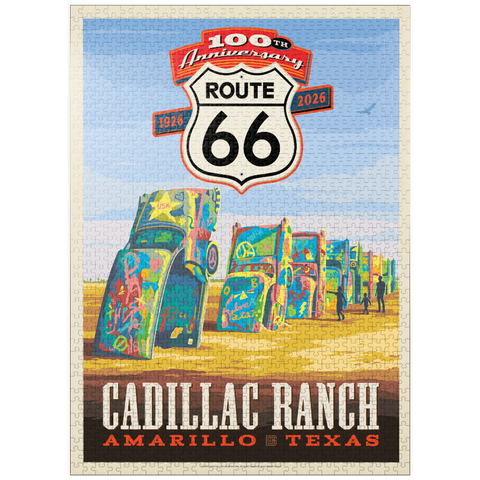 puzzleplate 100th Anniversary Of Route 66 - Cadillac Ranch, Amarillo Texas Sunset 1000 Jigsaw Puzzle