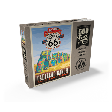 100th Anniversary Of Route 66 - Cadillac Ranch, Amarillo Texas Sunset 500 Jigsaw Puzzle box view2