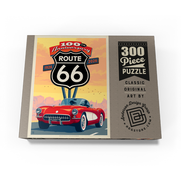 100th Anniversary Of Route 66 - Classic Red Corvette 300 Jigsaw Puzzle box view3