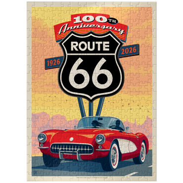 puzzleplate 100th Anniversary Of Route 66 - Classic Red Corvette 300 Jigsaw Puzzle