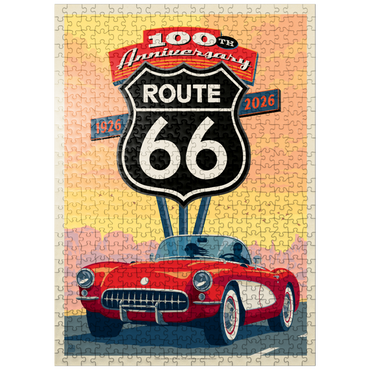 puzzleplate 100th Anniversary Of Route 66 - Classic Red Corvette 500 Jigsaw Puzzle