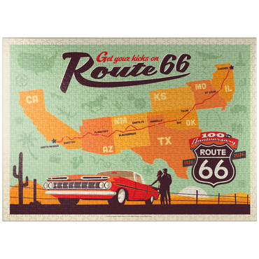 puzzleplate 100th Anniversary Of Route 66 - Anniversary Map 1000 Jigsaw Puzzle