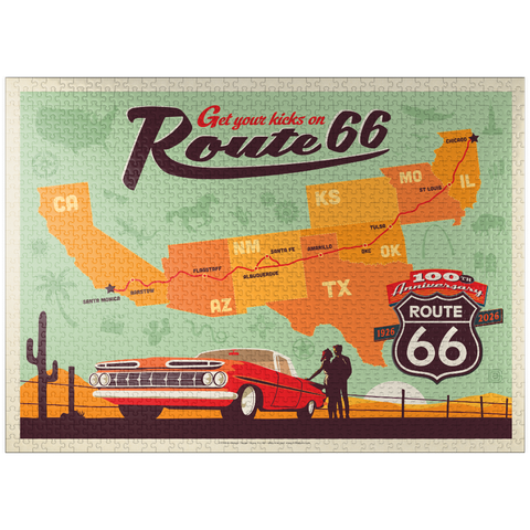 puzzleplate 100th Anniversary Of Route 66 - Anniversary Map 1000 Jigsaw Puzzle