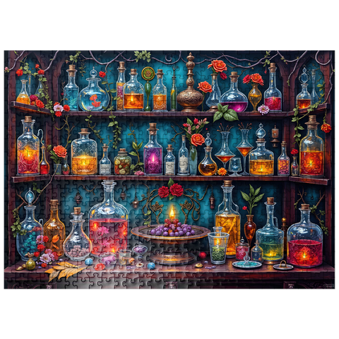 puzzleplate Enchanted Apothecary Shelf Glowing Potions 500 Jigsaw Puzzle