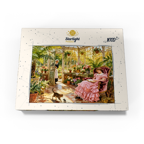 Sunlit Victorian Greenhouse Reading Nook 1000 Jigsaw Puzzle box view3